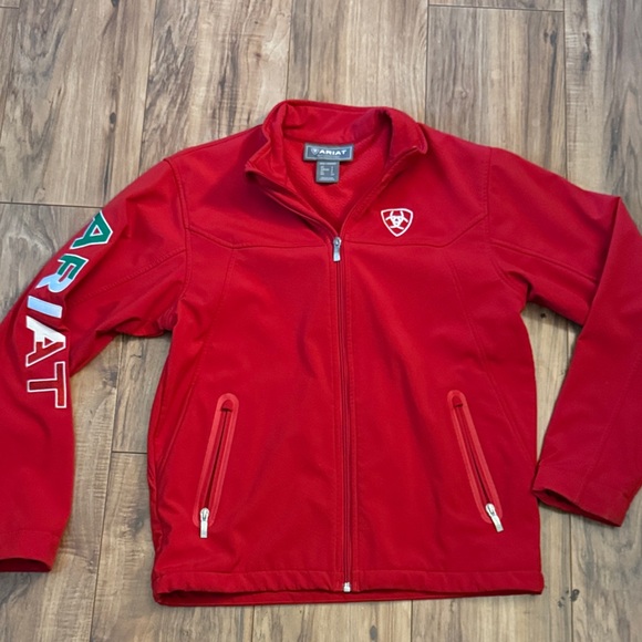 Ariat Other - Ariat Red  Full-Zip Fleece Jacket with Logo Sleeve size (S) Men